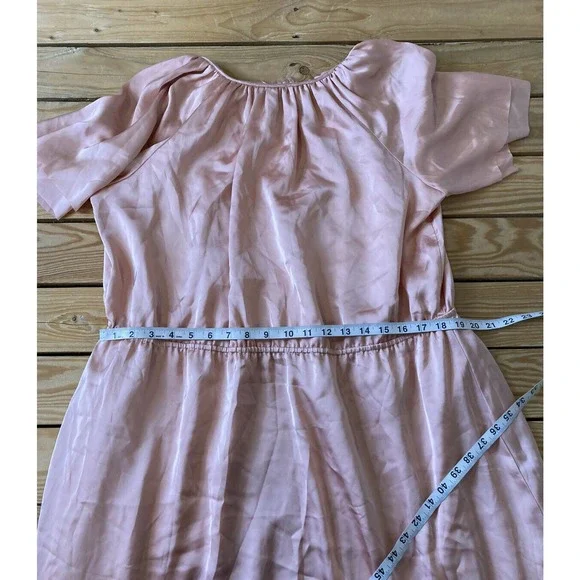 NWT $49.99 DownEast Tiered Midi Dress XXL Soft Satin Ruffle Trim Short Sleeve - Picture 7 of 8